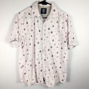 Artistry in Motion M Nautical Sailboat Shirt Pink 100% Cotton Short Sleeve